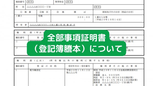 全部事項証明書（登記簿謄本）について