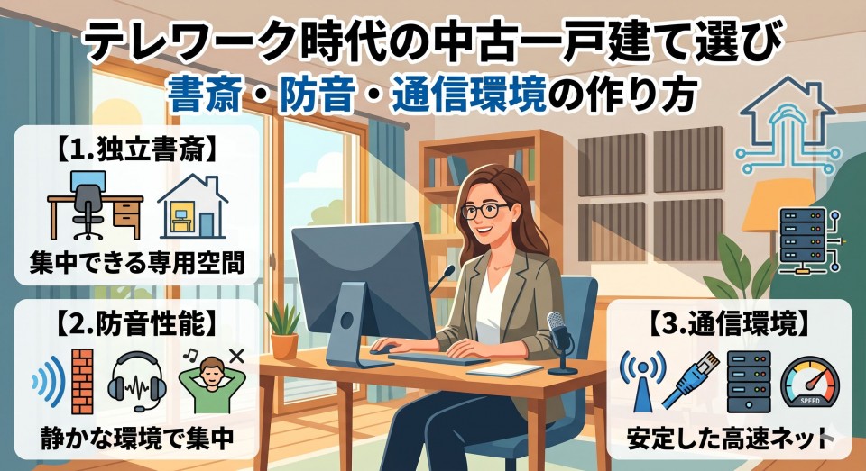 テレワーク時代の中古一戸建て選び|書斎・防音・通信環境の作り方のイメージ画像