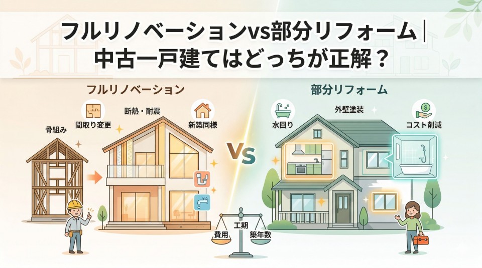 フルリノベーションvs部分リフォームのイメージ画像