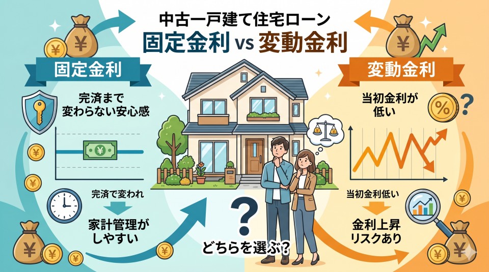 中古一戸建ての固定金利vs変動金利｜どちらを選ぶべきか徹底比較のイメージ画像