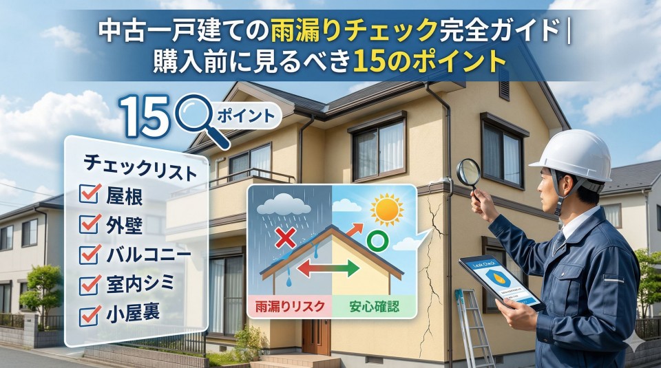 中古一戸建ての雨漏りチェック完全ガイド｜購入前に見るべき15のポイントのイメージ画像