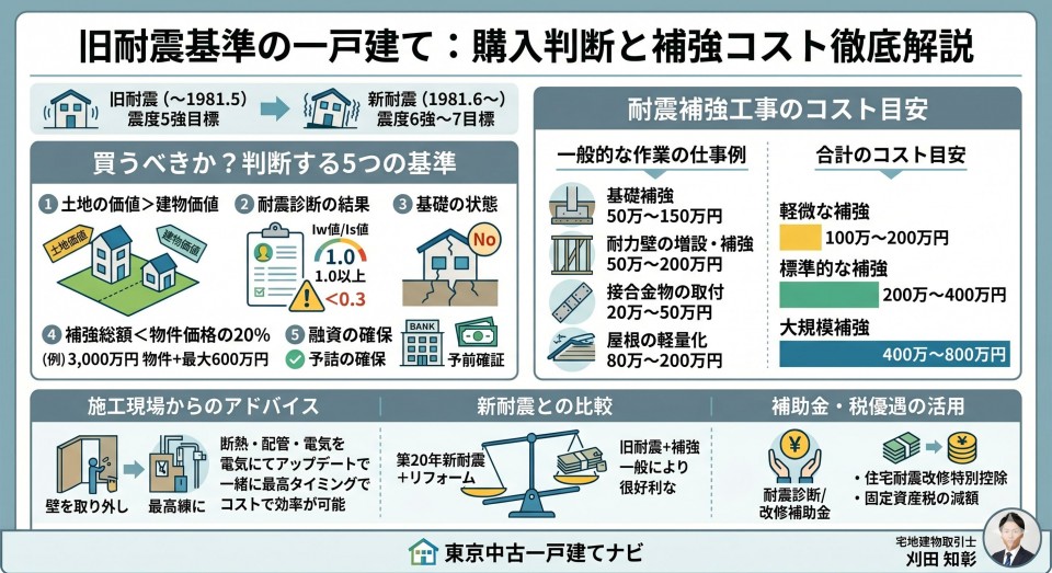 旧耐震基準の中古一戸建ては買うべきか|判断基準と補強コストを徹底解説のイメージ画像