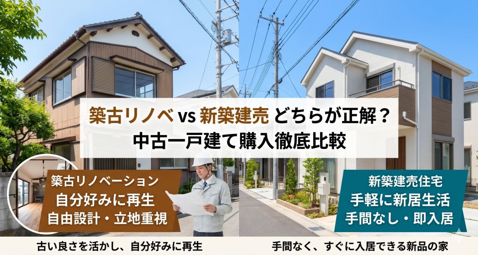築古リノベvs新築建売|中古一戸建て購入でどちらが正解か徹底比較のイメージ画像