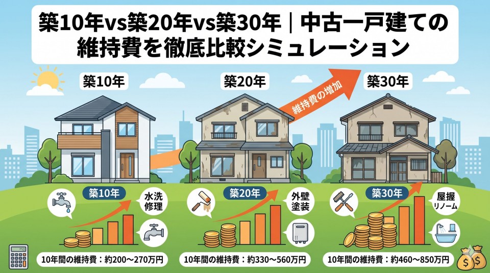 築年数別中古一戸建て維持費比較のイメージ画像