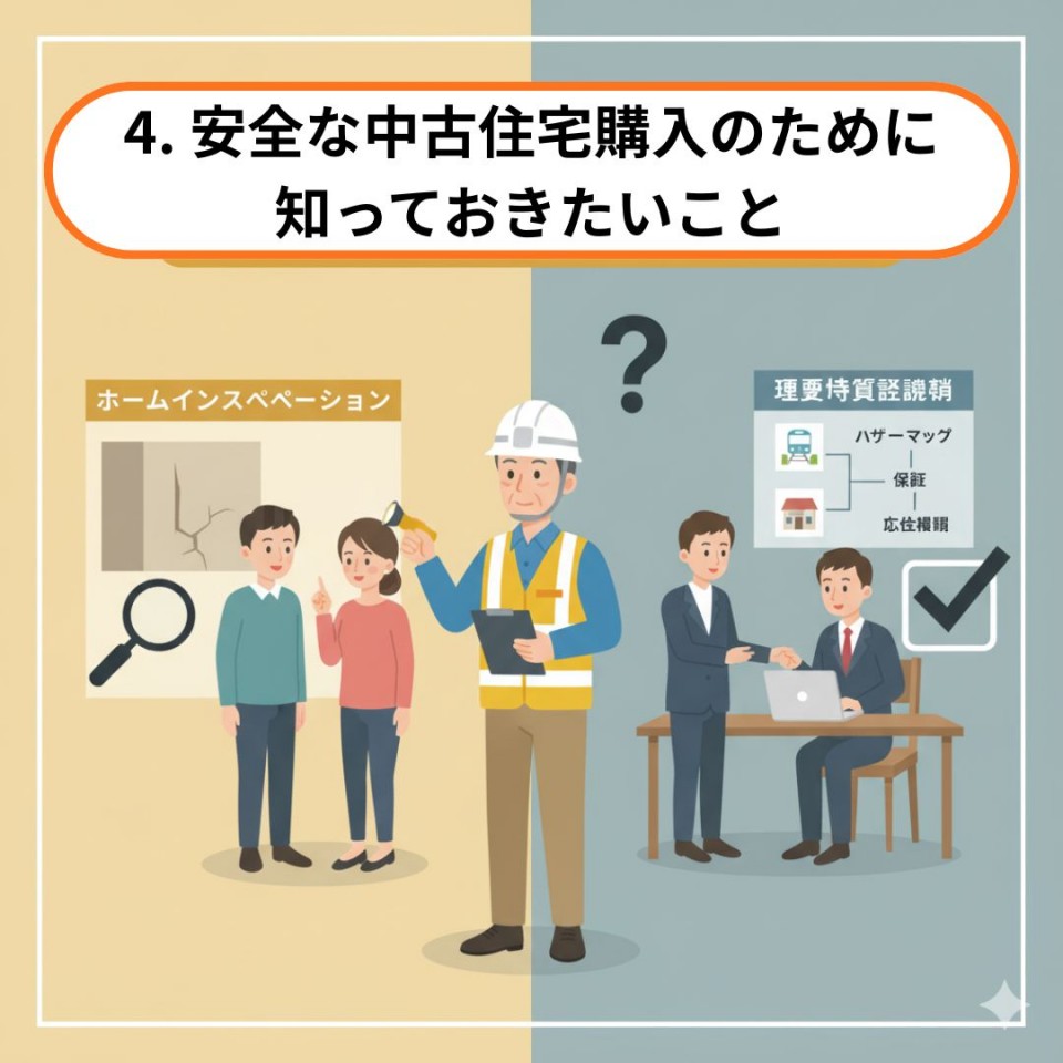4. 安全な中古住宅購入のために知っておきたいことのイメージイラスト