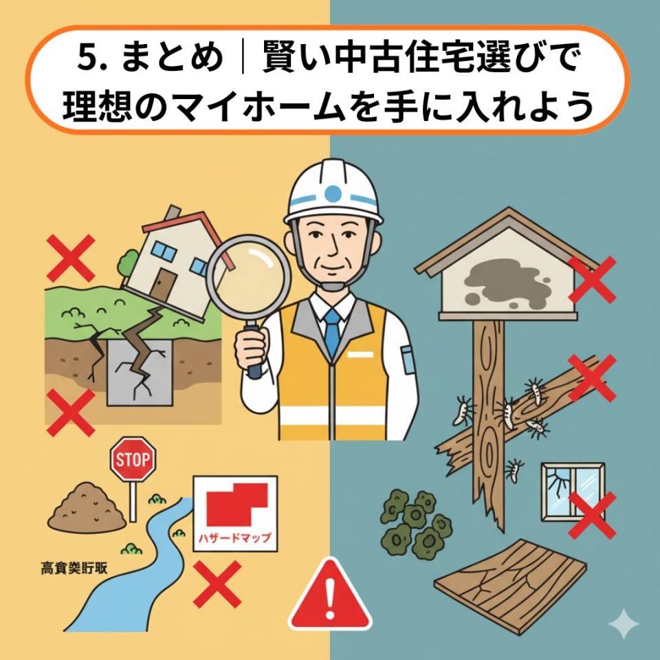 5. まとめ｜賢い中古住宅選びで理想のマイホームを手に入れようのイメージイラスト