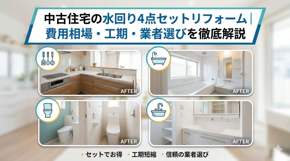 中古住宅の水回り4点セットリフォーム|費用相場・工期・業者選びを徹底解説のイメージ画像