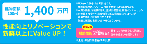 性能向上リフォーム　築20年未満